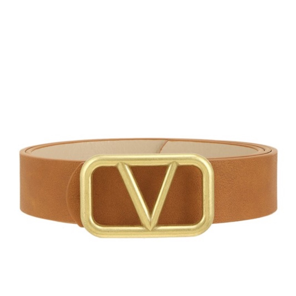 Fabulous Vegan Leather Gold Buckle Detail Belt